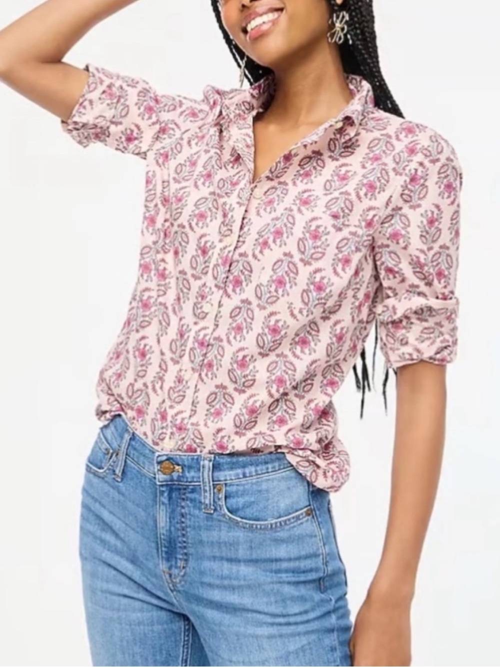 J. Crew lightweight cotton shirt in signature fit Floral Print Large L